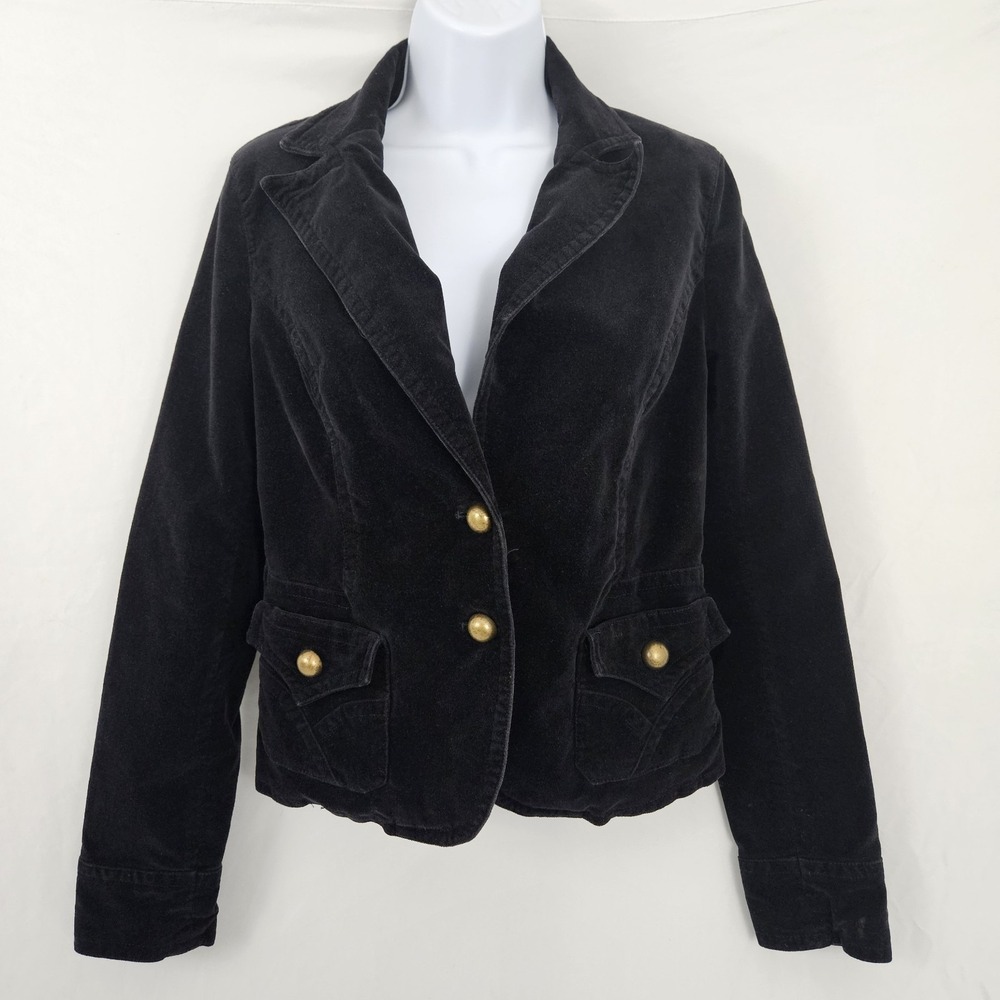 Vintage Forever 21 Black Velvet Blazer Jacket Size Large Y2K Old Money